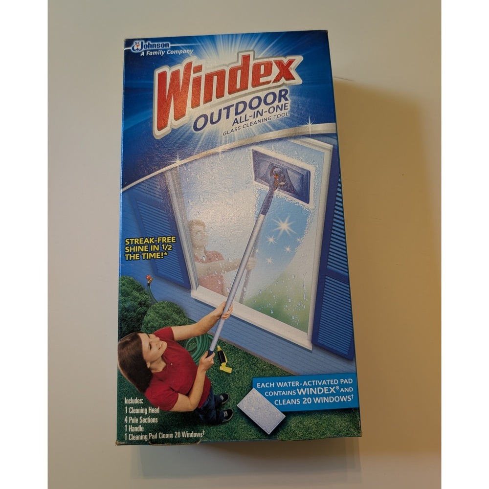 Windex Outdoor Glass Cleaning Tool Blue All-In-One 11ft Reach Starter Kit